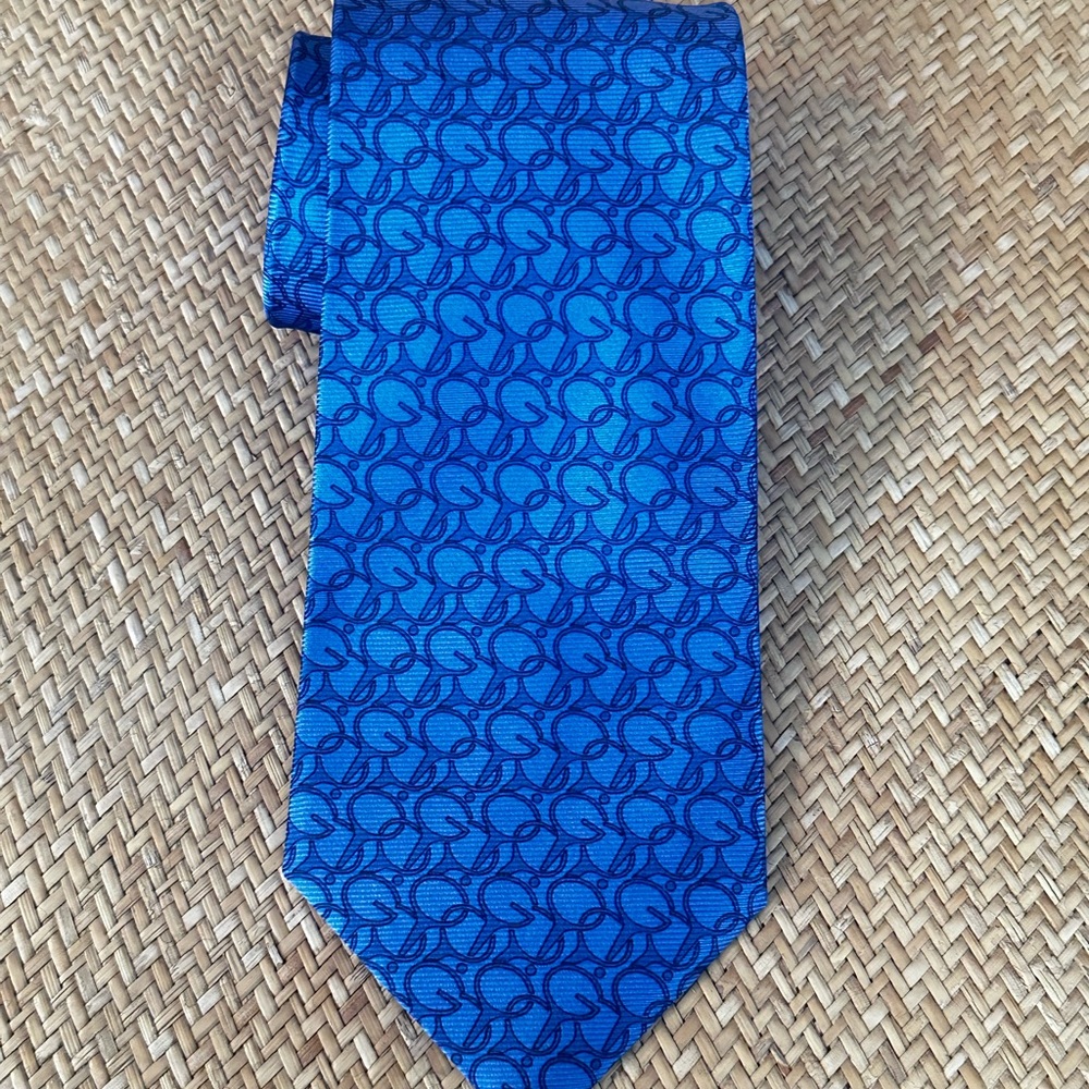 Gucci Blue Geometric G Patterned Men's Neck Tie